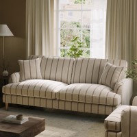 Cream Chenille Burnt Orange Striped 3 Seater Sofa - Payton Cream Chenille Burnt Orange Striped 3 Seater Sofa - Payton