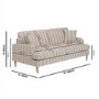 Cream Chenille Burnt Orange Striped 3 Seater Sofa - Payton