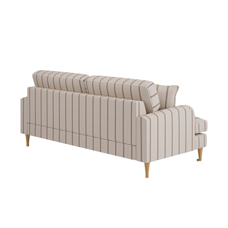 Cream Chenille Burnt Orange Striped 3 Seater Sofa - Payton