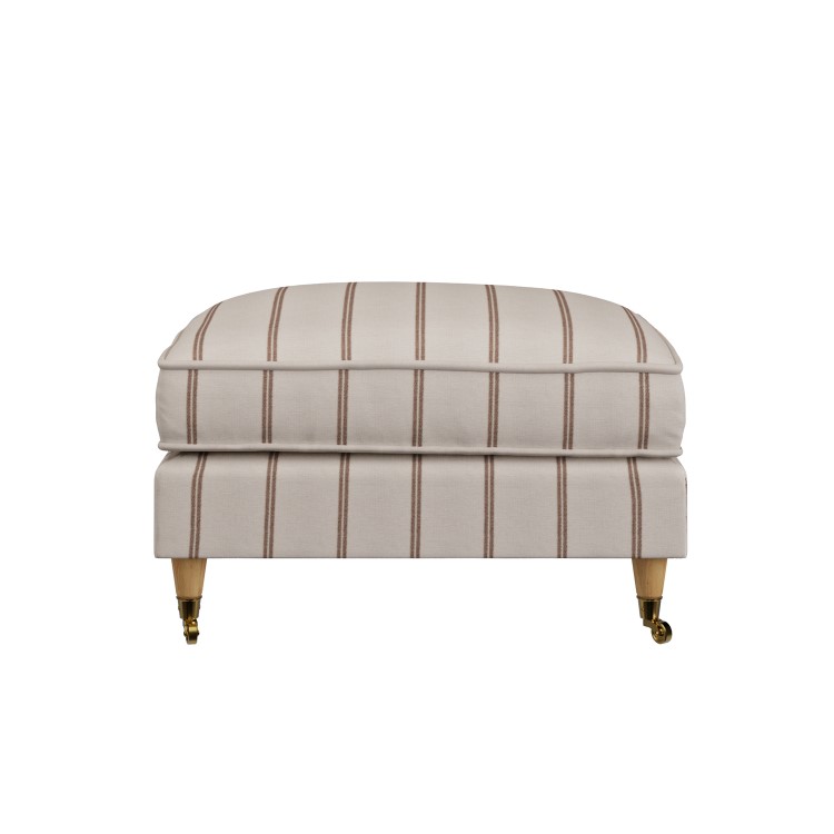 Cream Chenille Burnt Orange Striped Footstool - Payton