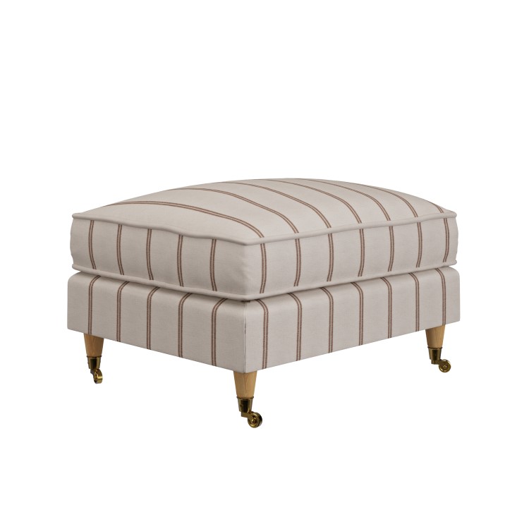Cream Chenille Burnt Orange Striped Footstool - Payton