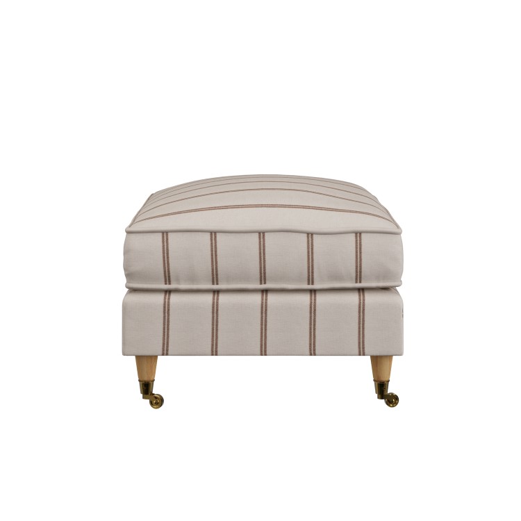 Cream Chenille Burnt Orange Striped Footstool - Payton