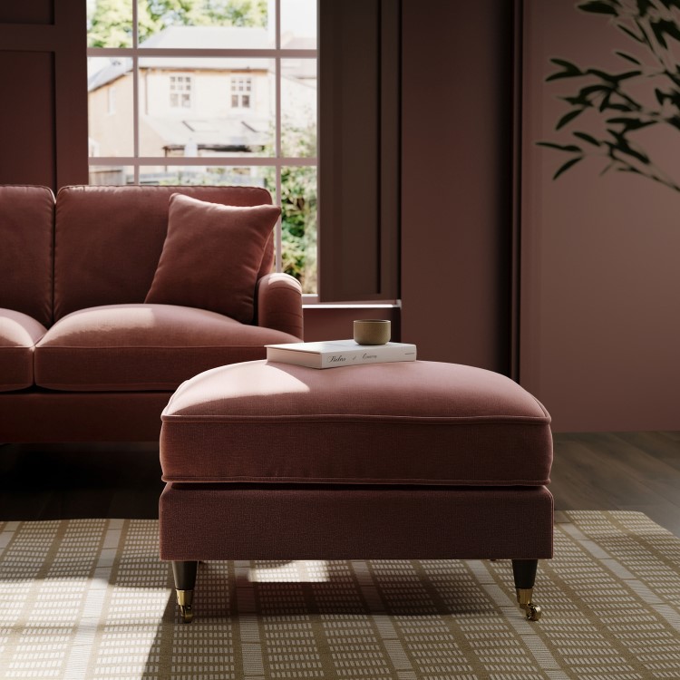 Merlot Red Chenille Footstool - Payton
