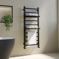 GRADE A1 - Black Towel Radiator with Shelves 1200 x 500mm - Sonoran