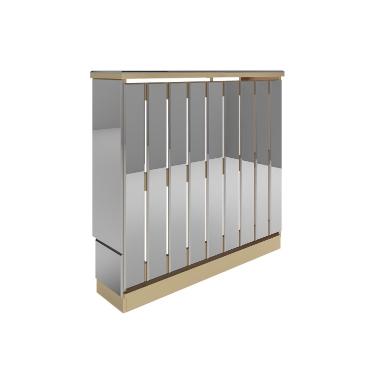 Narrow Mirrored Radiator Cover with Gold Detail - 78cm - Sophia