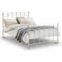 White Metal Double Bed Frame with Crystal Finials - Sophie - Julian Bowen