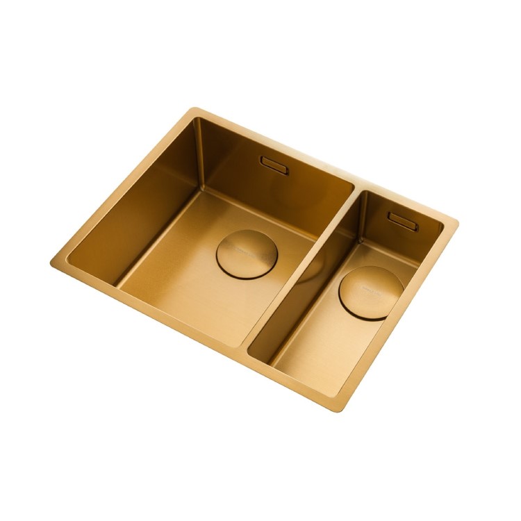 Rangemaster Spectra 1.5 Bowl Inset / Undermount Gold Stainless Steel Kitchen Sink - Right Hand