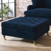Large Navy Velvet Chesterfield Footstool with Storage - Payton