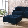 Large Navy Velvet Chesterfield Footstool with Storage - Payton