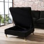 Large Black Velvet Chesterfield Footstool with Storage - Payton
