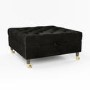 Large Black Velvet Chesterfield Footstool with Storage - Payton