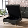 Large Dark Grey Velvet Chesterfield Footstool with Storage - Payton