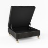 Large Dark Grey Velvet Chesterfield Footstool with Storage - Payton