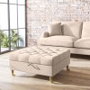 Large Beige Fabric Chesterfield Footstool with Storage - Payton