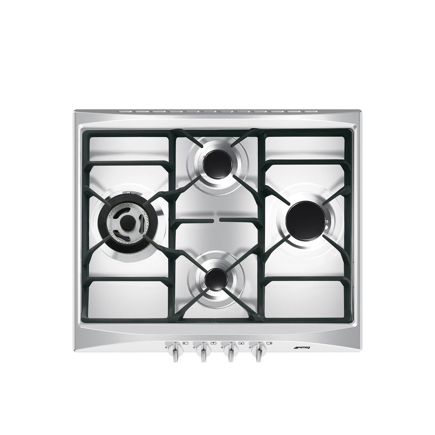 Smeg Cucina 60cm 4 Burner Gas Hob with Wok Burner - Stainless Steel