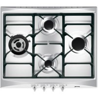 Smeg SR264XGH Cucina 60cm Stainless Steel 4 Burner Gas Hob with New Style Controls