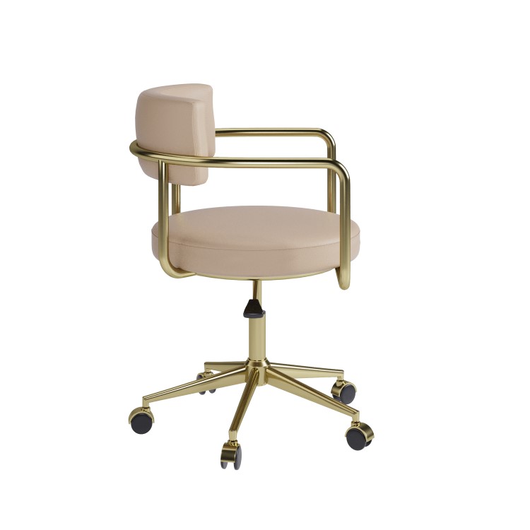 Beige Faux Leather Swivel Bedroom Chair - Soren 