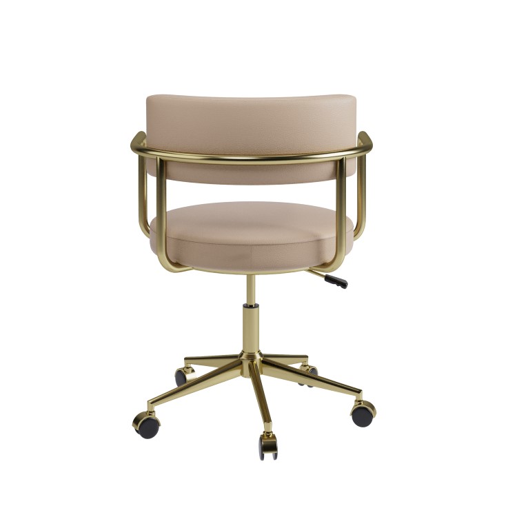 Beige Faux Leather Swivel Bedroom Chair - Soren 