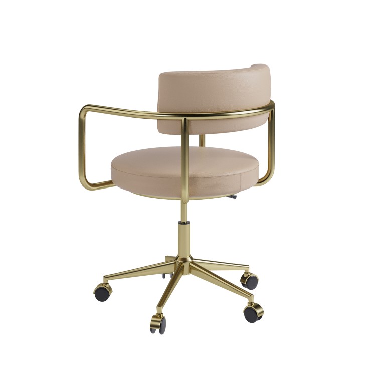 Beige Faux Leather Swivel Bedroom Chair - Soren 