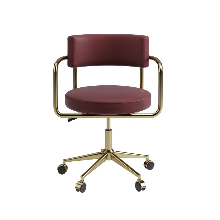 Burgundy Faux Leather Swivel Bedroom Chair - Soren