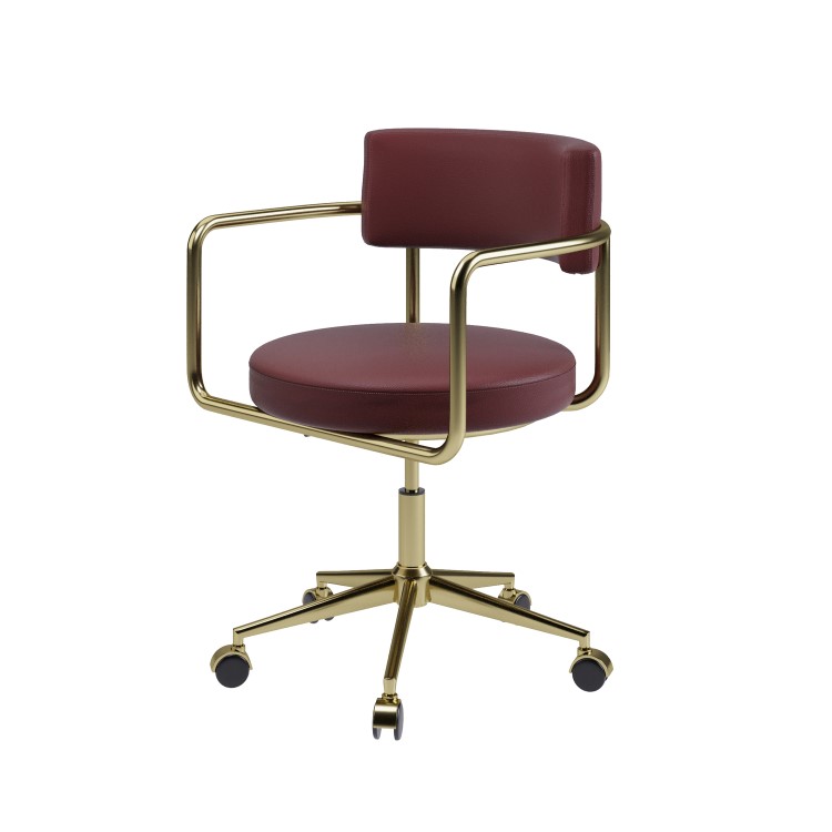 Burgundy Faux Leather Swivel Office Chair - Soren 