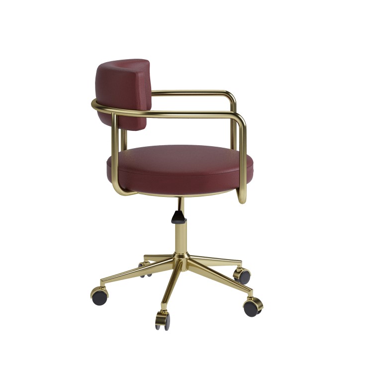 Burgundy Faux Leather Swivel Office Chair - Soren 