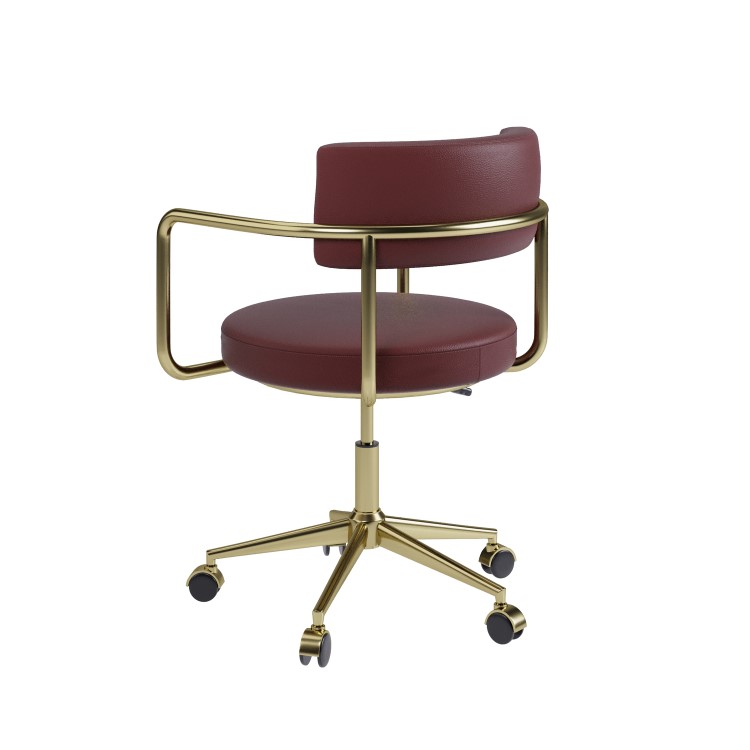 Burgundy Faux Leather Swivel Bedroom Chair - Soren