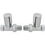 Pair of Straight Round Radiator Head Valves - Chrome- For Pipework Which Comes From The Floor