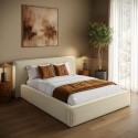 SRN001K Cream Velvet King Size Low-Profile Ottoman Bed with Tailored Seam Detailing - Sereno