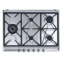 Smeg Cucina 70cm 5 Burner Gas Hob with Wok Burner - Stainless Steel Smeg Cucina 70cm 5 Burner Gas Hob with Wok Burner - Stainless Steel