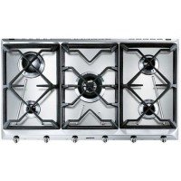 Smeg Cucina 90cm 5 Burner Gas Hob with Wok Burner - Stainless Steel