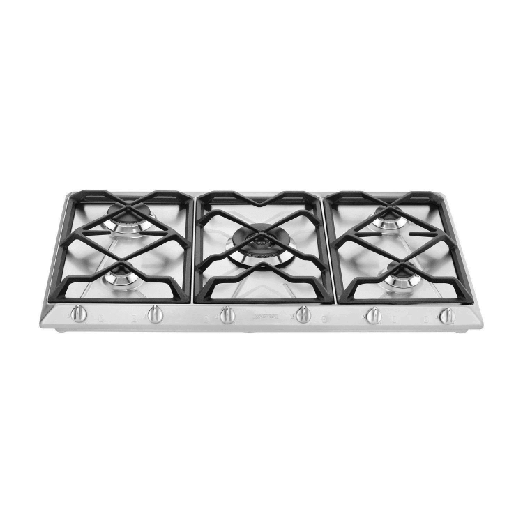 Smeg Cucina 90cm 5 Burner Gas Hob with Wok Burner - Stainless Steel