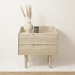 Light Wood Mid-Century Modern 2 Drawer Bedside Table - Saskia