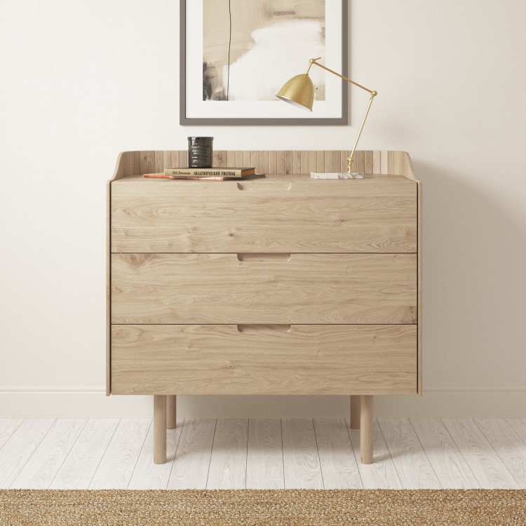 Ash Wood Mid-Century Modern Chest of 3 Drawers - Saskia
