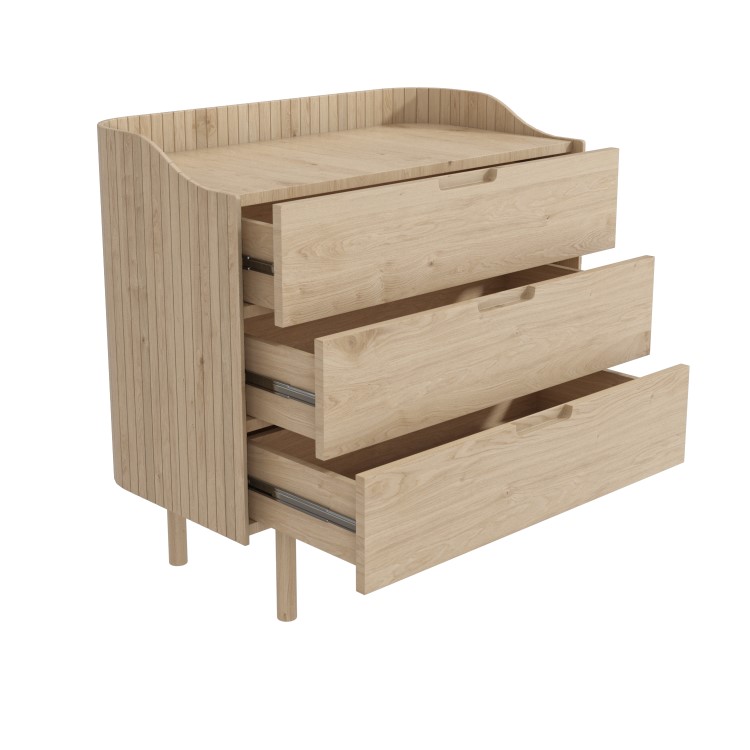 Ash Wood Mid-Century Modern Chest of 3 Drawers - Saskia