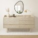 Wide Light Wood Mid-Century Modern Chest of 6 Drawers - Saskia