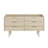 Wide Light Wood Mid-Century Modern Chest of 6 Drawers - Saskia