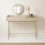 Light Wood Mid-Century Modern Dressing Table with Mirror and Drawers - Saskia