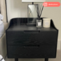 Black Mid-Century Modern 2 Drawer Bedside Table - Saskia