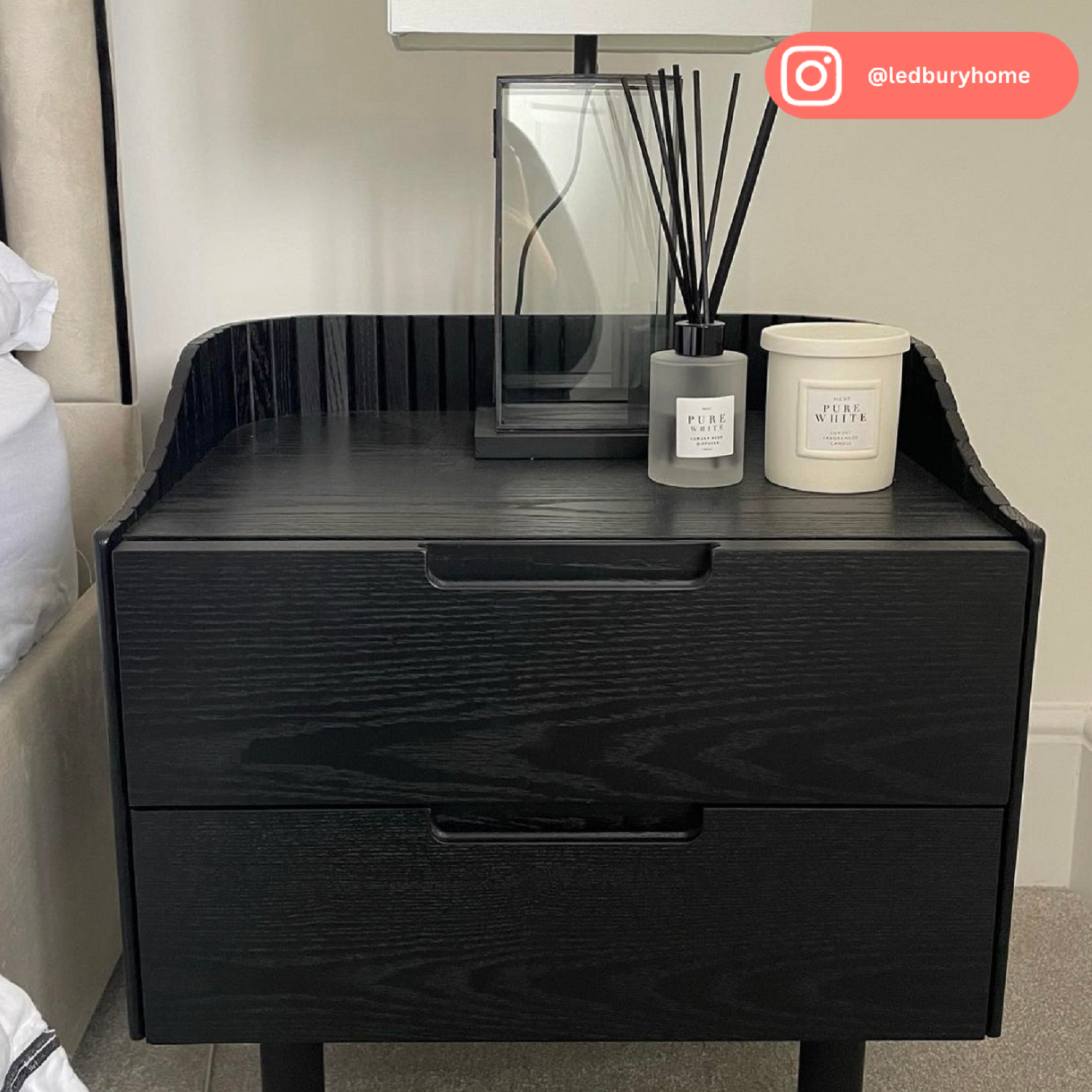 White and black bedside tables deals