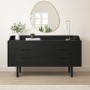 Wide Black Mid-Century Modern Chest of 6 Drawers - Saskia