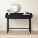 Black Mid-Century Modern Dressing Table with Mirror and Drawers - Saskia