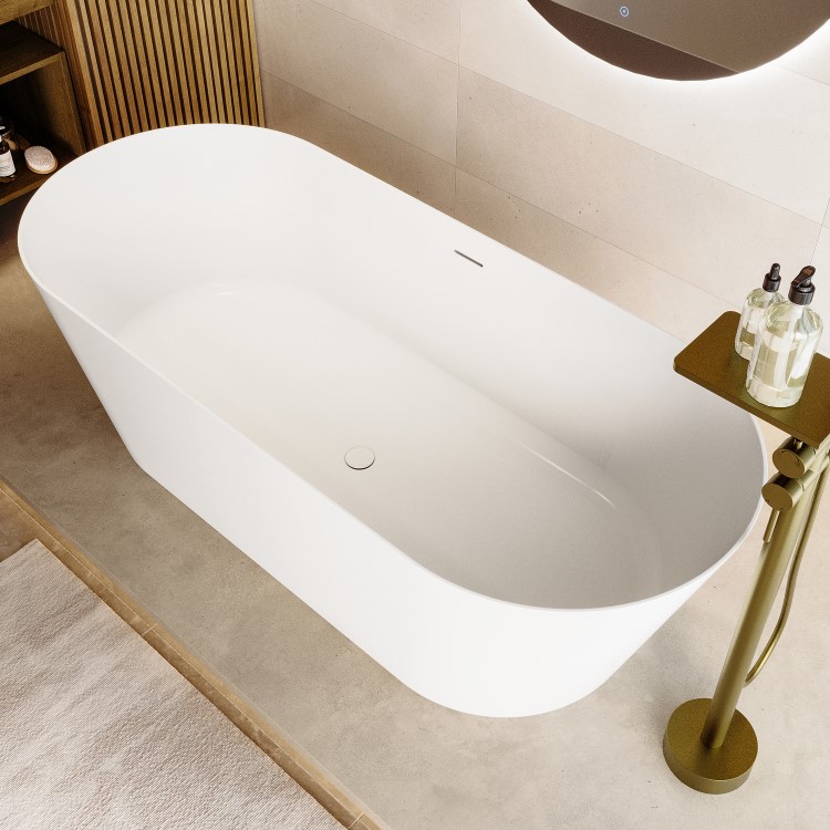 Freestanding Double Ended Stone Resin Solid Surface Bath 1650 x 700mm - Monaco