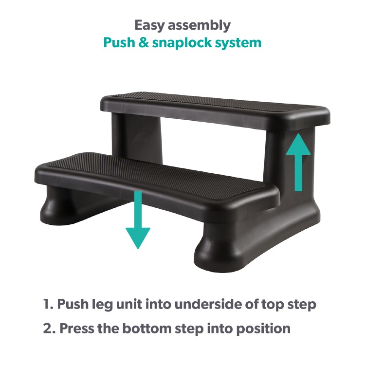 Universal Hot Tub Caravan Camper Anti-slip Steps in Black