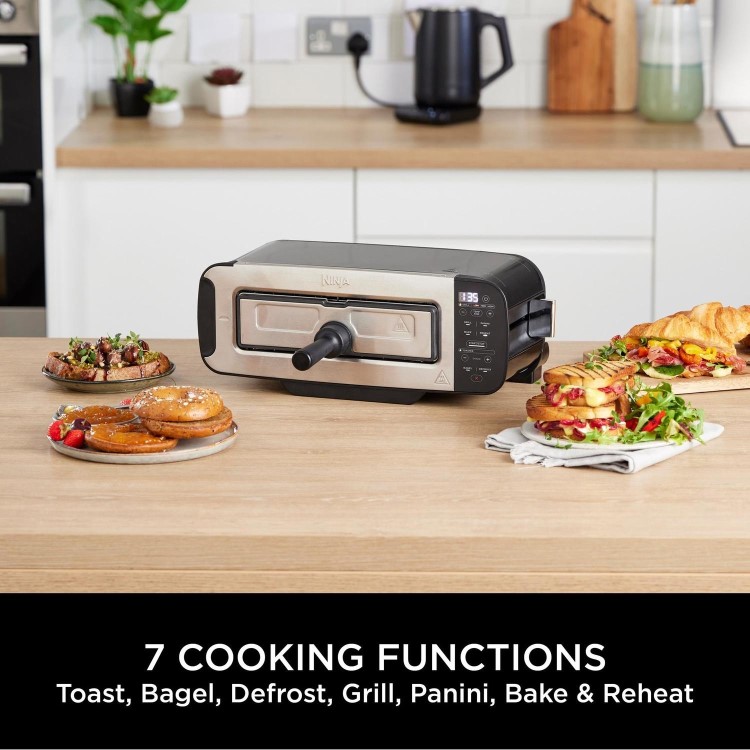 Refurbished Ninja ST200UK 3-in-1 Toaster Grill and Panini Press Black