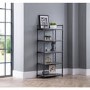 Tall Black Metal Open Bookcase with Faux Concrete Shelves - Julian Bowen