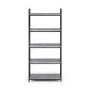 Tall Black Metal Open Bookcase with Faux Concrete Shelves - Julian Bowen