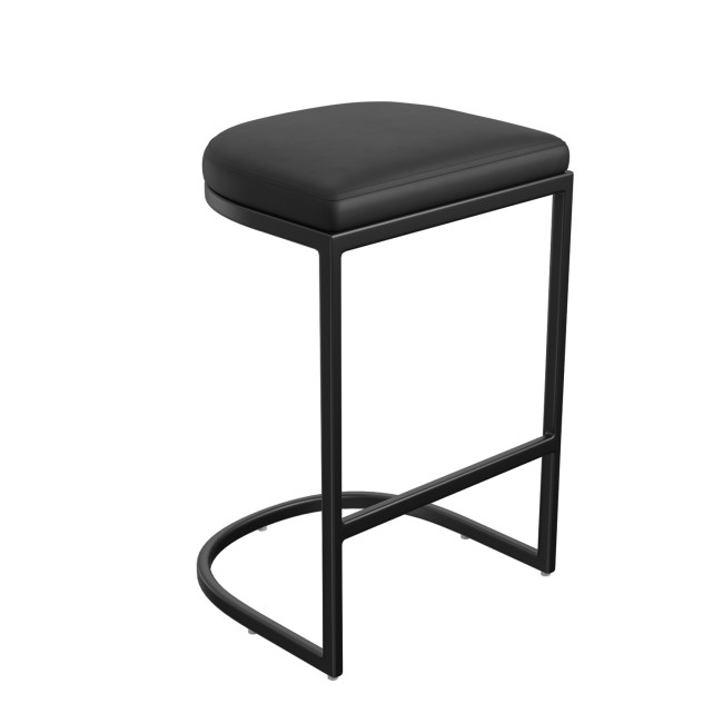 Black Faux Leather Kitchen Stool - 66cm - Stella