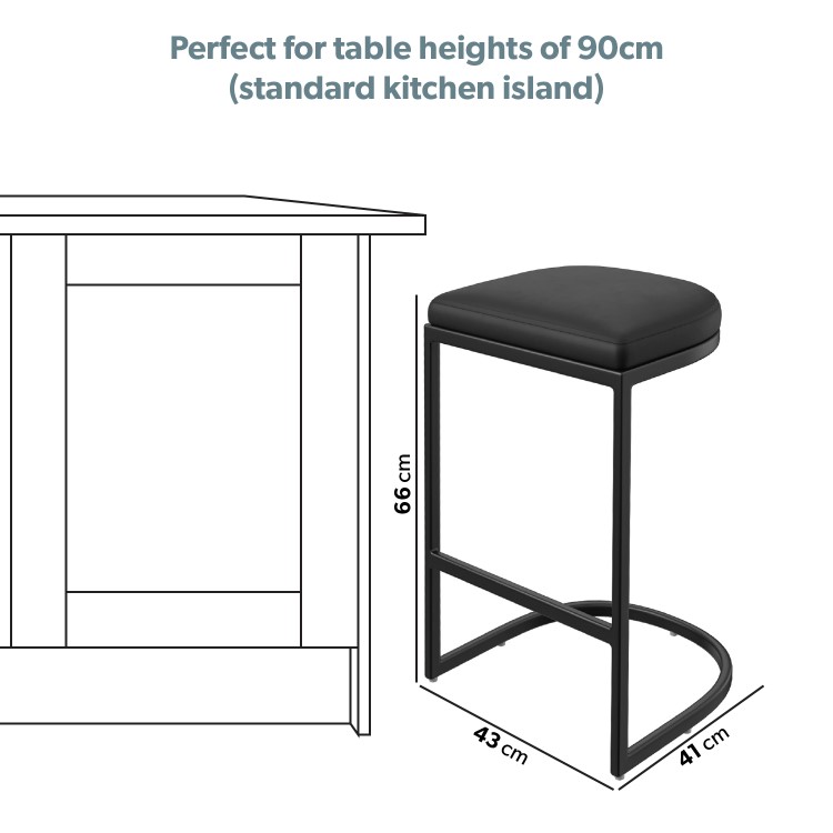 Grade A1 - Set of 2 Black Faux Leather Kitchen Stool - 66cm - Stella