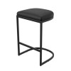 Black Faux Leather Kitchen Stool - 66cm - Stella